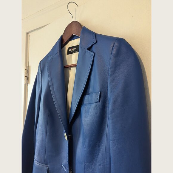 **SOLD** KITON - Blue lamb leather blazer - Sz 42 - Picture 2 of 11